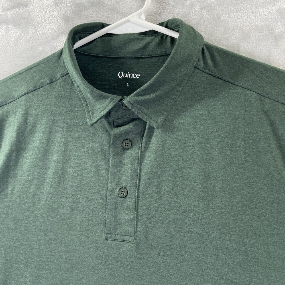 Quince Shirt men's Large Polo Flowknit Breeze Performance Green Short Sleeve